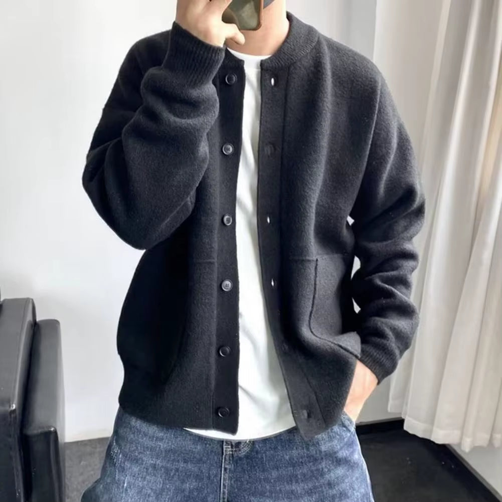 Elane's Sweater Coat Men'S round Neck Knitted Cardigan-Elane