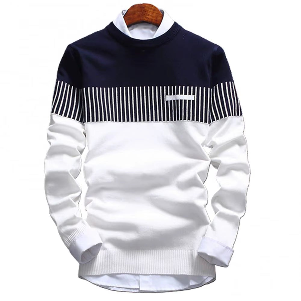 Elane's Fashion Men Striped Sweater Pullover Knitted Sweater-Elane