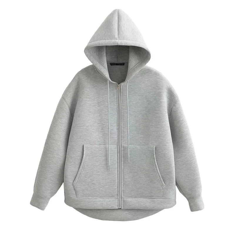 Elane's New Zipper Hoodie High Street Unisex Style with Double Pockets-Elane