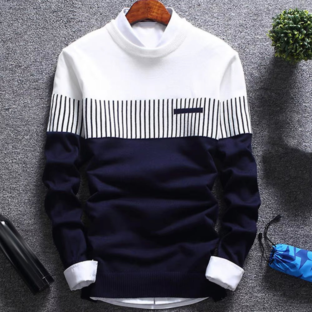 Elane's Fashion Men Striped Sweater Pullover Knitted Sweater-Elane
