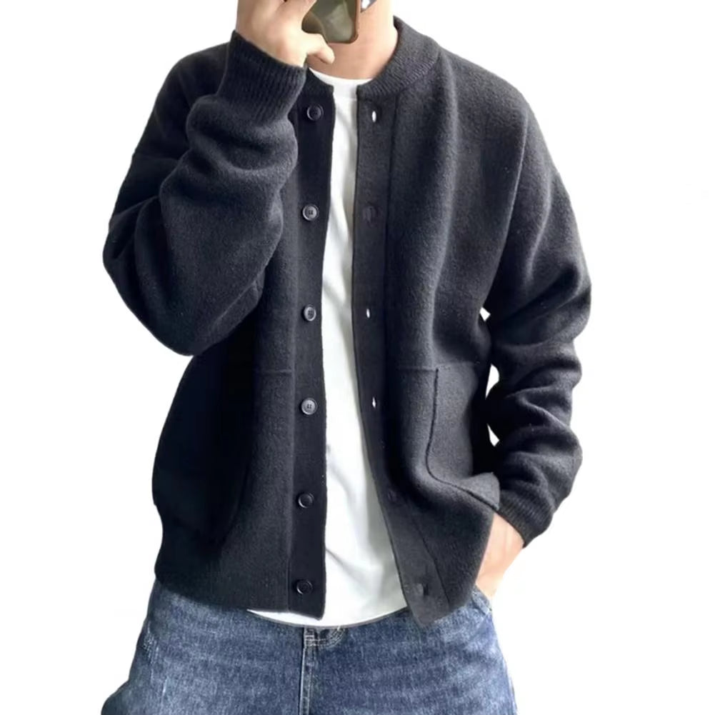 Elane's Sweater Coat Men'S round Neck Knitted Cardigan-Elane