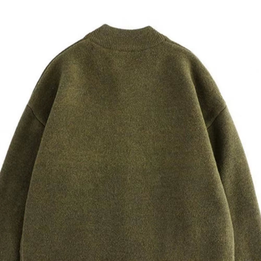 Elane's Sweater Coat Men'S round Neck Knitted Cardigan-Elane