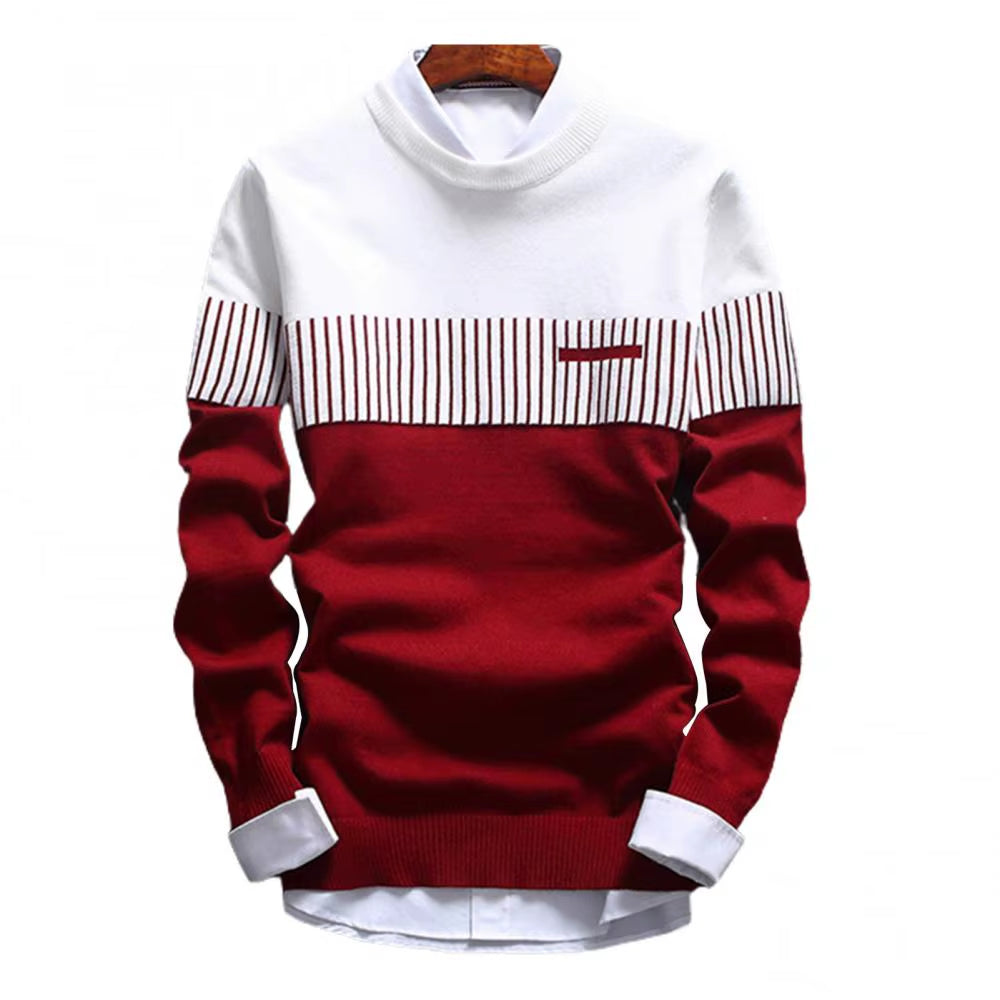 Elane's Fashion Men Striped Sweater Pullover Knitted Sweater-Elane